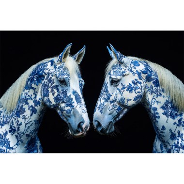 Paarden in Delfts blauw stijl